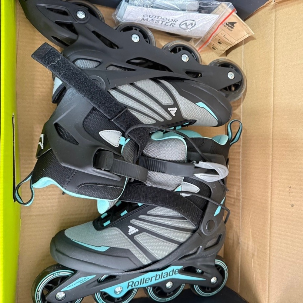 Rollerblade Zetrablade Inline Skates Womens 9 Black Aqua Sporty Fitness Outdoor